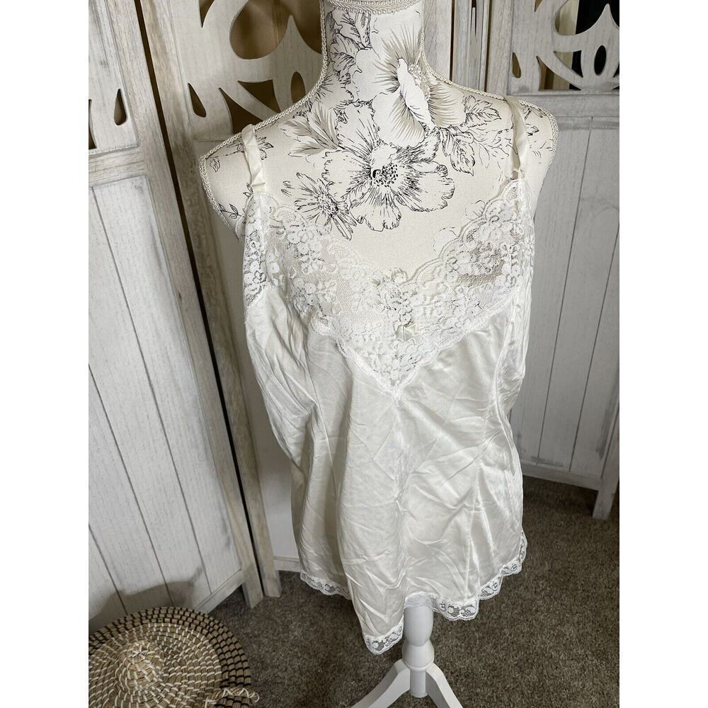 Vintage Perfectform Camisole White Lace Cami Tank Top Lingerie 44 USA Sz 18